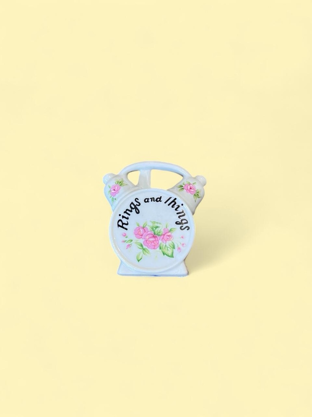 Floral Trinket Holder - White with Pink Roses